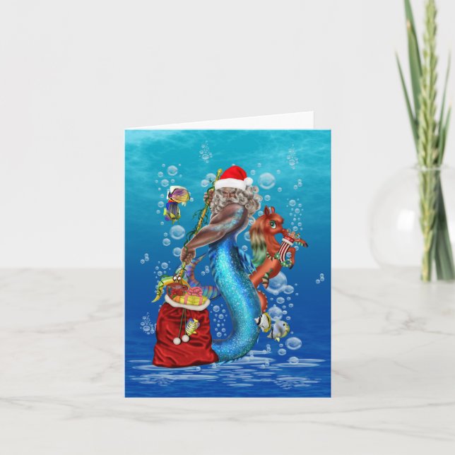 Mermaid Santa Claus Card (Front)
