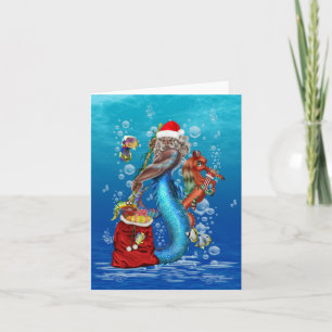 Mermaid Santa Claus Card