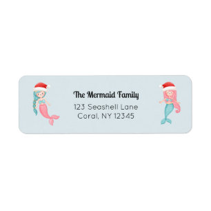 Mermaid Santa Return Address Label