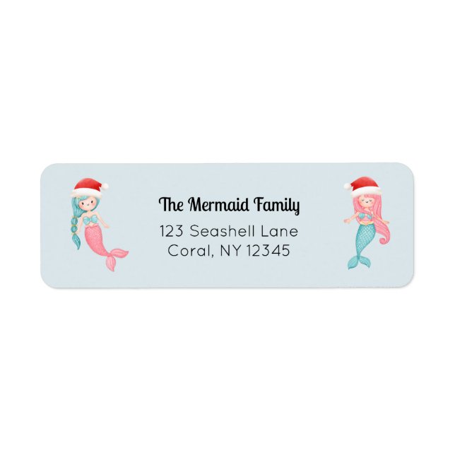 Mermaid Santa Return Address Label (Front)