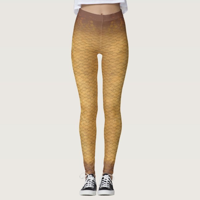 Mermaid scale blended waist Leggings Aspen sands 2 (Front)