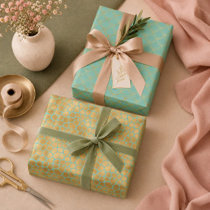 Mermaid scale, giraffe print and feathers wrapping paper sheet