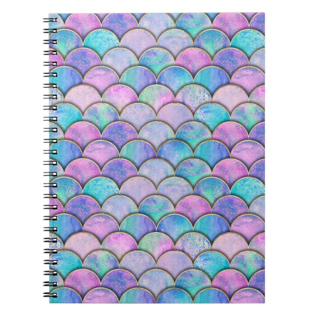 Mermaid Scale Japanese Watercolor Pattern Notebook (Front)