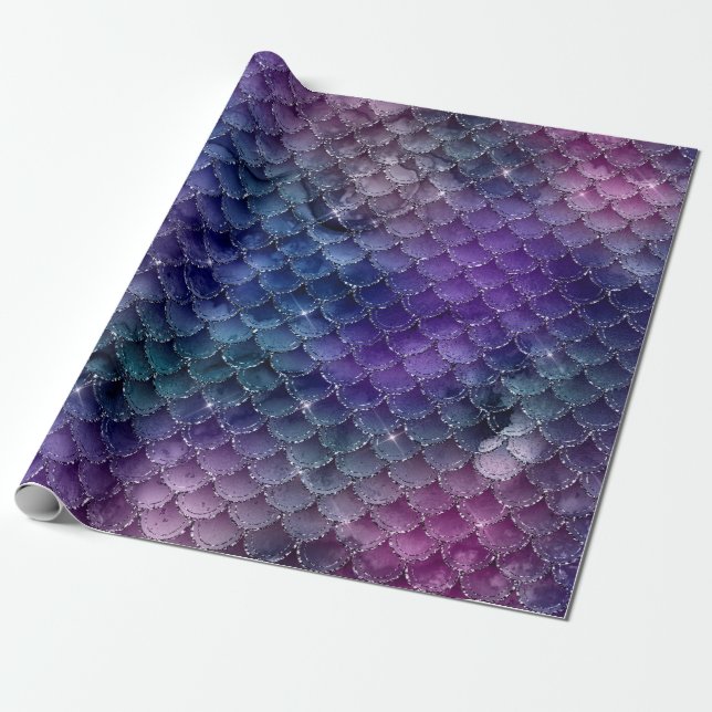 Mermaid Scale Jewel Tone Wrapping Paper (Unrolled)