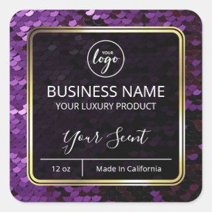 Mermaid Scale Purple And Gold Candle Labels