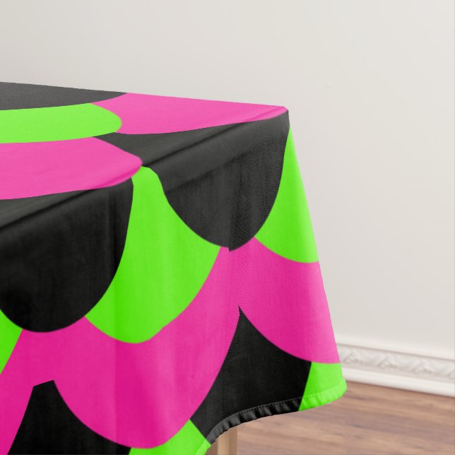 Mermaid scaled pattern- Hot pink/black/lime design Tablecloth (In Situ)