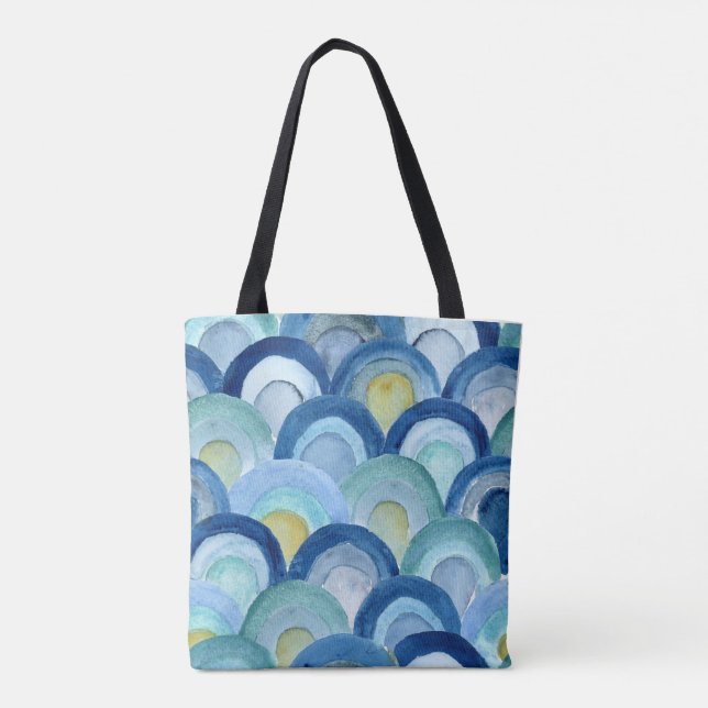 Mermaid Scales and Sea Glass Waves Tote Bag (Back)