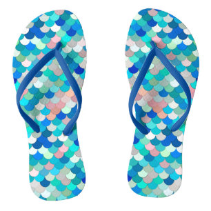 Mermaid Scales, Aqua, Shell Pink, and Cobalt Thongs