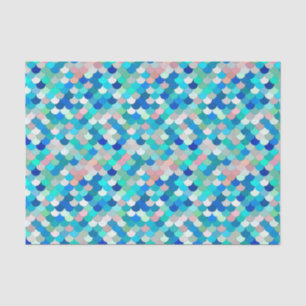 Mermaid Scales, Aqua, Shell Pink, and Cobalt Tissue Paper