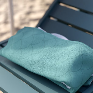 Mermaid Scales Aqua Teal Green Monogrammed Beach Towel