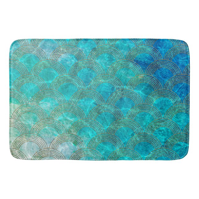 Mermaid Scales Beach Summer Water Sea Fun Bath Mat (Front)