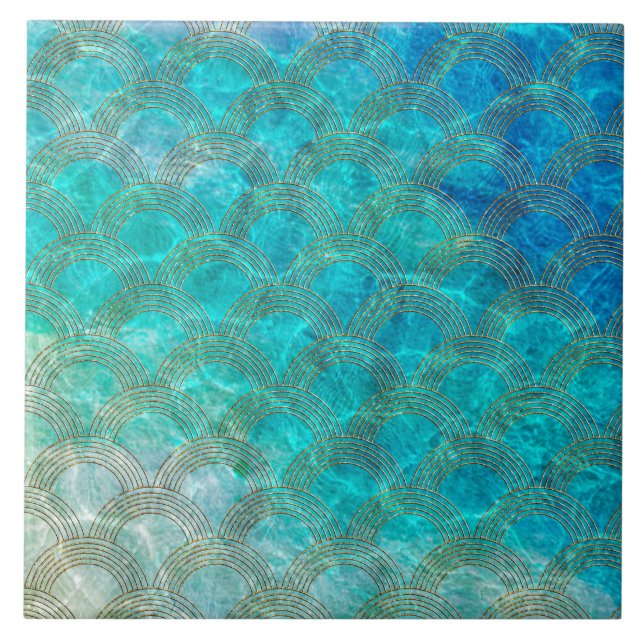 Mermaid Scales Beach Summer Water Sea Fun Ceramic Tile (Front)
