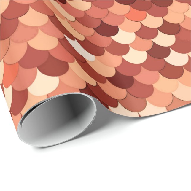 Mermaid Scales, Copper, Brown, Cream, and Tan Wrapping Paper (Roll Corner)