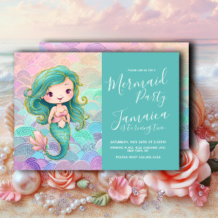 Mermaid Scales Girls Birthday Party Invitation