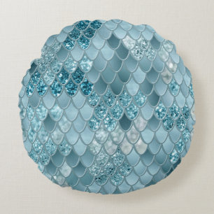 Mermaid Scales Glam #19 (Photo of Glitter Only) Round Cushion
