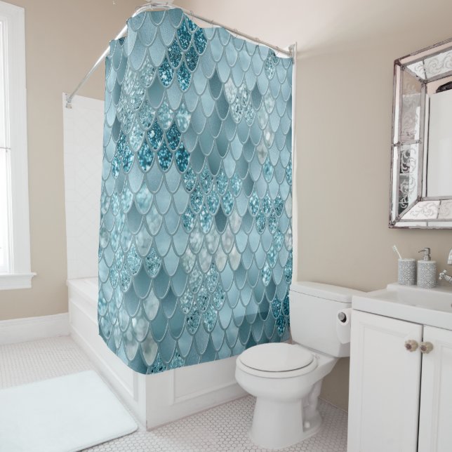 Mermaid Scales Glam #19 (Photo of Glitter Only) Shower Curtain (In Situ)