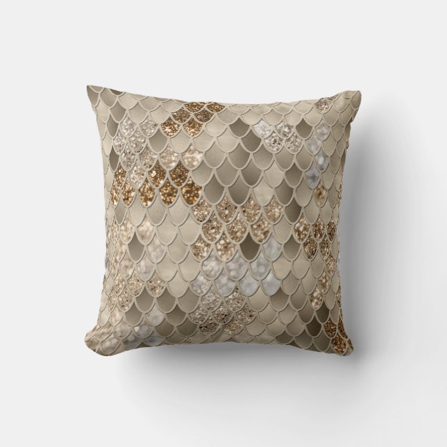 Mermaid Scales Glam #1 (Faux Glitter) #decor #art  Cushion (Front)
