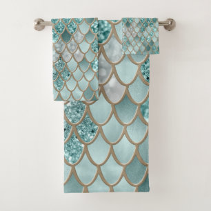 Mermaid Scales Glam #4 (Faux Glitter) #decor #art  Bath Towel Set