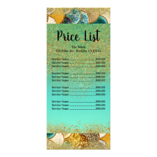 Mermaid Scales Glam Gold Glitter Price List Rack Card