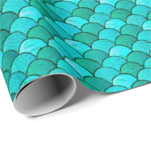 Mermaid Scales Glitter Blue Ocean SeaTiffany Aqua Wrapping Paper