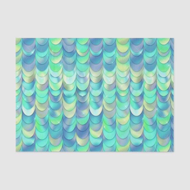 Mermaid Scales Green Iridescent  Metallic Tissue Paper (Front)