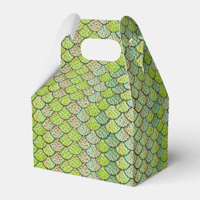Mermaid Scales Green Pattern Favour Box (Front Side)