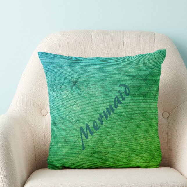 Mermaid Scales in Bright Green and Aqua Blue Cushion (Creator Uploaded)