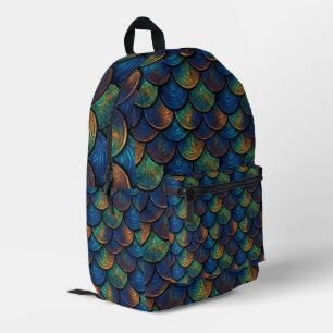 Mermaid Scales Iridescent Dragon Scale Printed Backpack