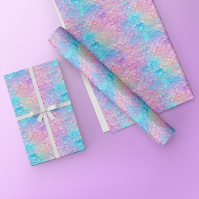 Mermaid Scales Iridescent Girls Birthday Party Wrapping Paper (Creator Uploaded)