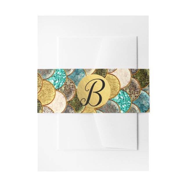 Mermaid Scales Multi Colour Glitter Glam Party Invitation Belly Band (Front Example)