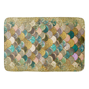 Mermaid Scales Multi Colour Glitter Glam Trendy Bath Mat