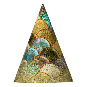 Mermaid Scales Multi Colour Gold Birthday Party Party Hat