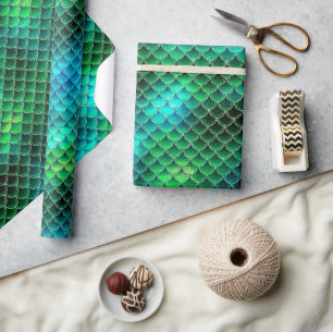 Mermaid Scales Pattern Green ID600 Wrapping Paper