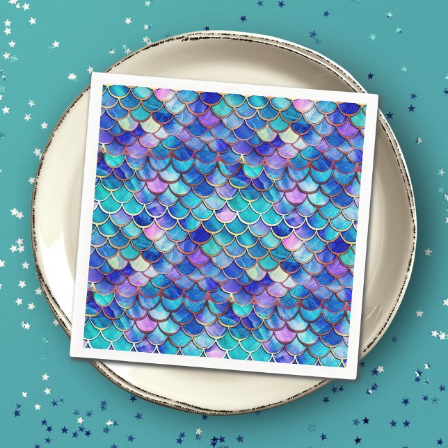 Mermaid Scales Pattern Little Girls Birthday Party Napkin (Creator Uploaded)