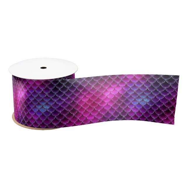 Mermaid Scales Pattern Pink ID600 Satin Ribbon (Spool)