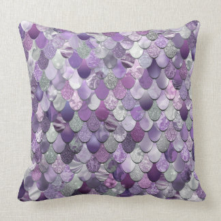 Mermaid Scales Pillow, Purple, Girls Bedroom Decor Cushion