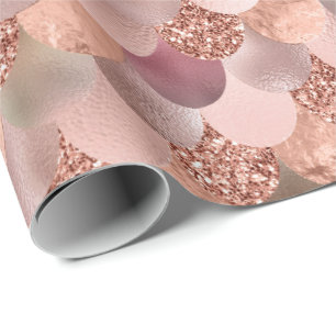 Mermaid Scales Pink Rose Gold Glitter Pink Copper Wrapping Paper
