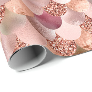 Mermaid Scales Pink Rose Gold Glitter Spark Copper Wrapping Paper