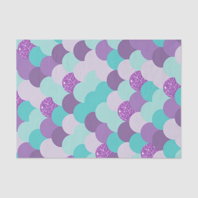 Mermaid Scales Purple Glitter Teal Decoupage Craft Tissue Paper (Front)