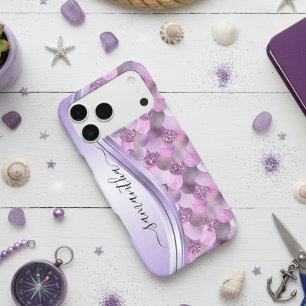 Mermaid Scales Purple Handwritten Name Metal