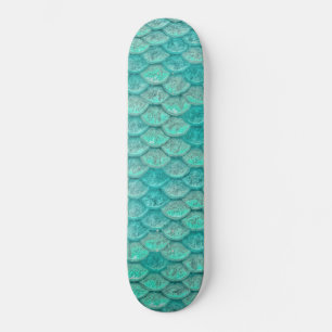 Mermaid Scales Sea Green Turquoise Skateboard