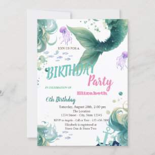 Mermaid Scales Summer Birthday Party  Invitation