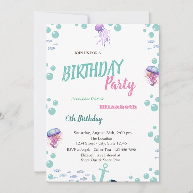 Mermaid Scales Tail Sea Summer Birthday Party  Invitation (Front)