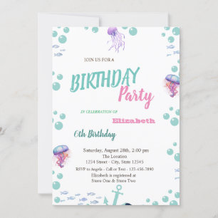 Mermaid Scales Tail Sea Summer Birthday Party  Invitation