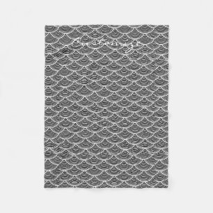 mermaid scales Thunder_Cove black/white Fleece Blanket