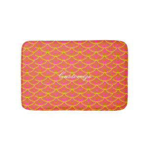 mermaid scales Thunder_Cove orange/red Bath Mat