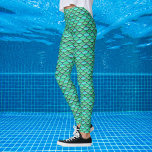 Mermaid Scales Turquoise Green pattern Leggings<br><div class="desc">Repeating scales pattern in turquoise green,  also available in pink and purple. Wear just for fun or makes a great mermaid costume.</div>