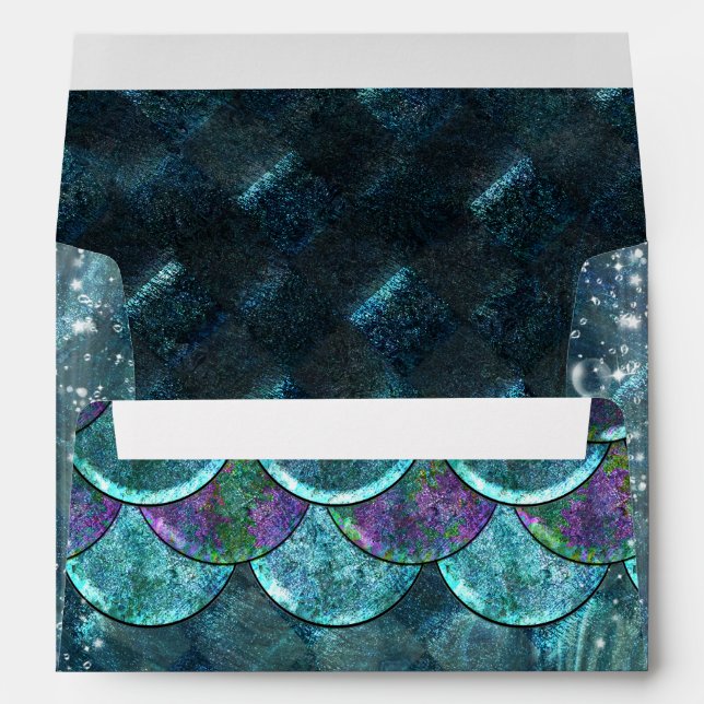 Mermaid Scales Under the Sea Party Invitation Envelope (Back (Bottom))