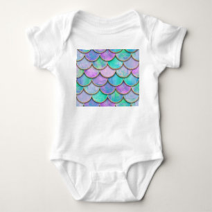 Mermaid scales: watercolor wave pattern. baby bodysuit