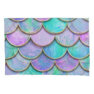 Mermaid scales: watercolor wave pattern. pillowcase